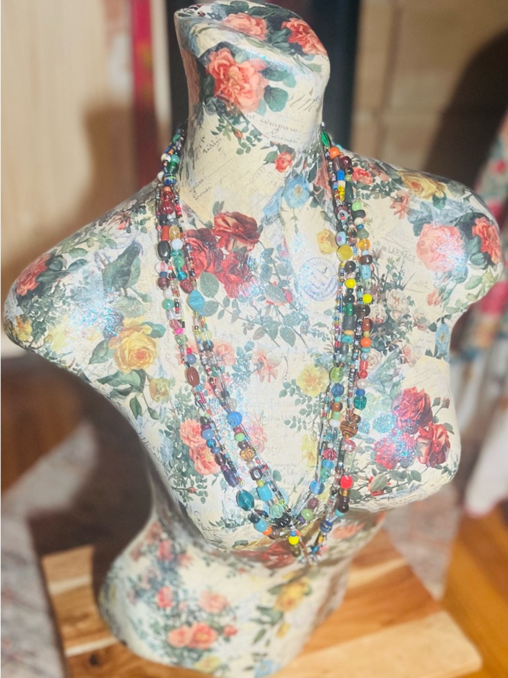 Handmade Multicolor Beaded Layering Necklace for Women